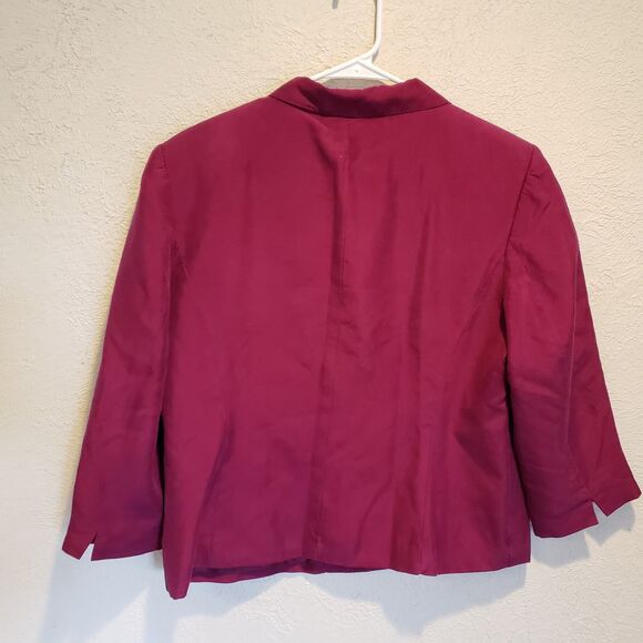 Vintage Talbots red pure silk Dress Suit Jacket Set Size 14 Career Business - Picture 4 of 13